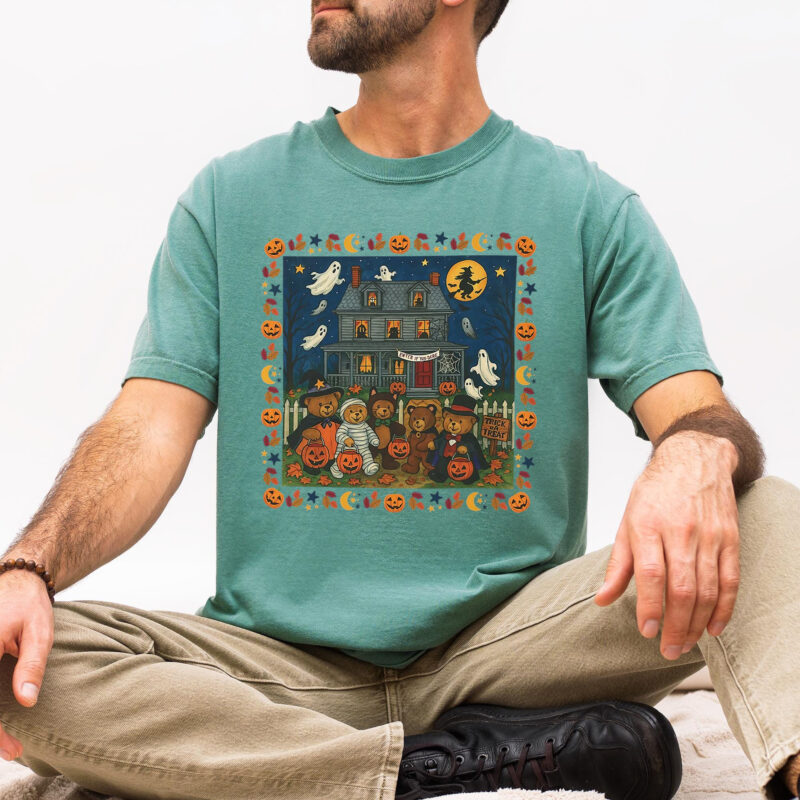 Vintage Halloween Bear T-Shirt - Trick or Treat Spooky Graphic Tee