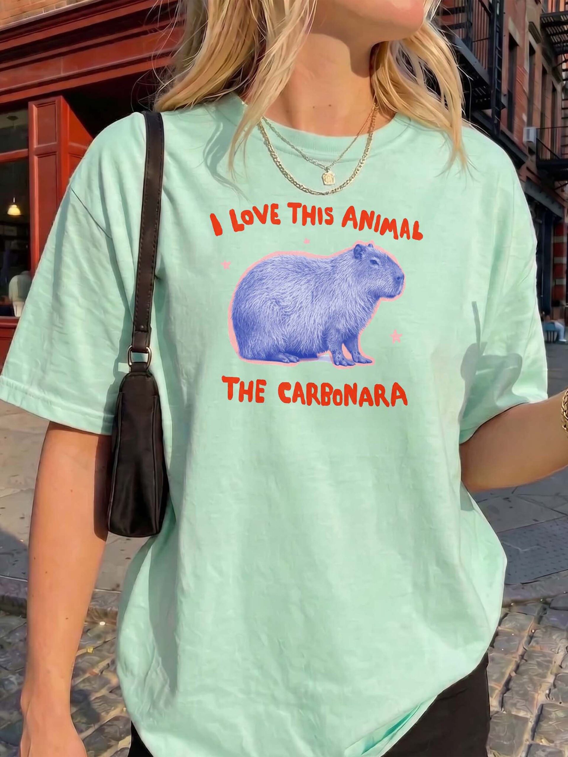 I Love This Animal The Carbonara Shirt - Funny Capybara Meme Tee