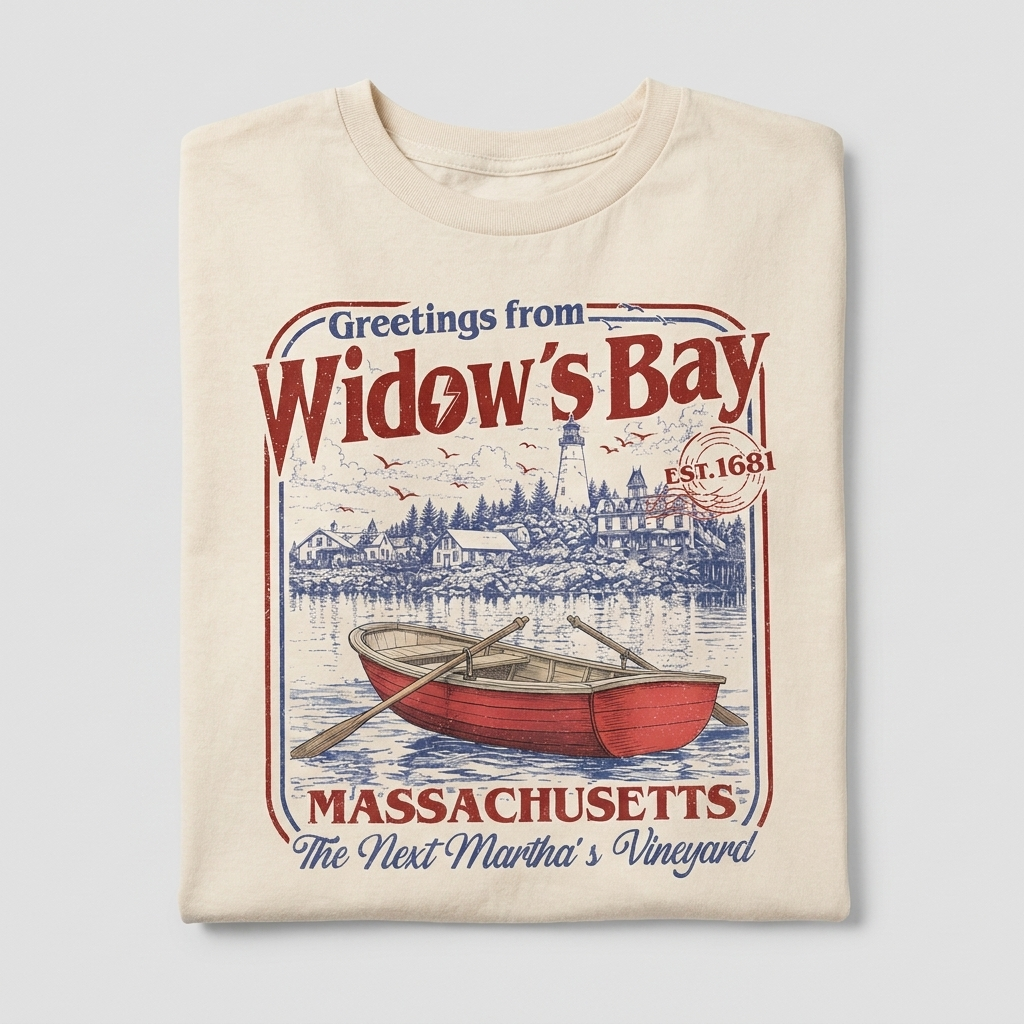 Greetings From Widow's Bay Shirt | Vintage Coastal Postcard Tee