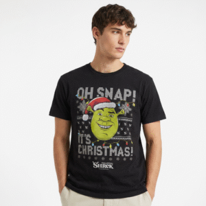 Shrek Oh Snap It's Christmas Funny Graphic Tee Ugly Sweater Style Holiday Party Shirt