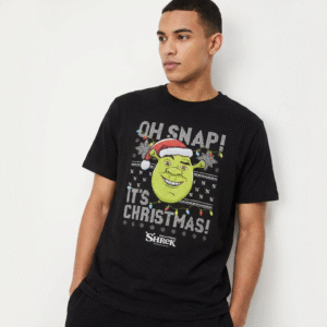 Shrek Oh Snap It's Christmas Funny Graphic Tee Ugly Sweater Style Holiday Party Shirt