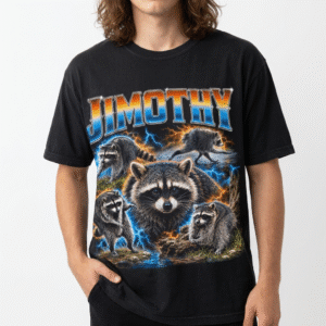 Jimothy Raccoon Vintage Bootleg T-Shirt Funny Trash Panda Graphic Tee