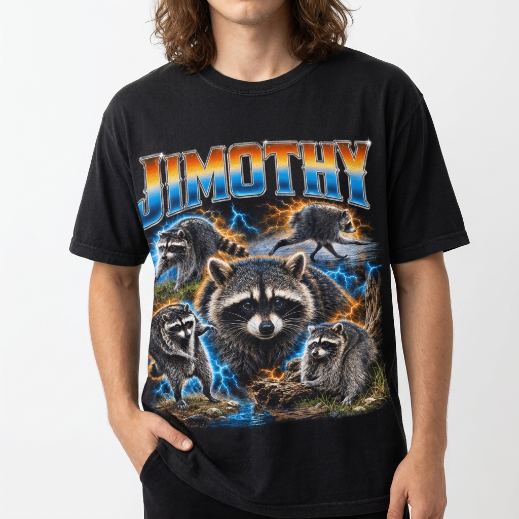 Jimothy Raccoon Vintage Bootleg T-Shirt Funny Trash Panda Graphic Tee