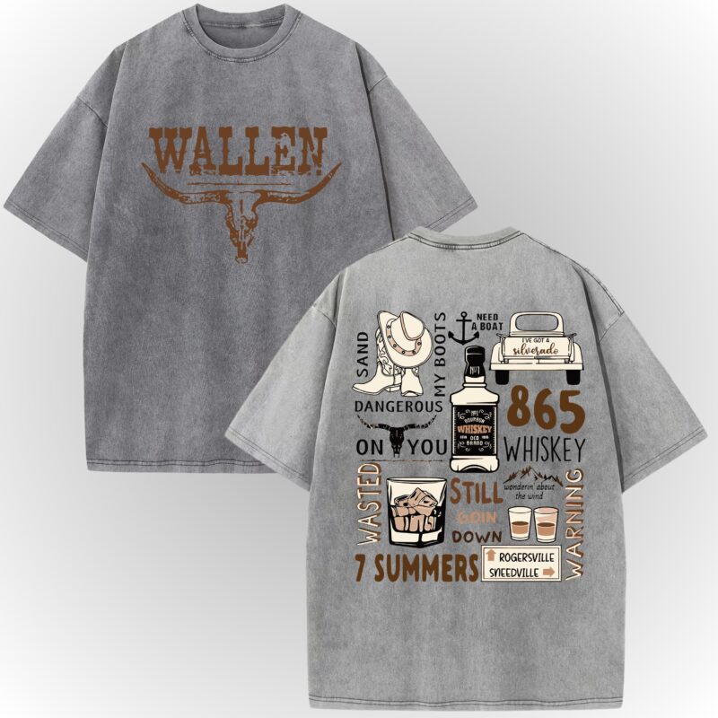 Morgan Wallen Vintage Whiskey Front & Back Graphic T-Shirt