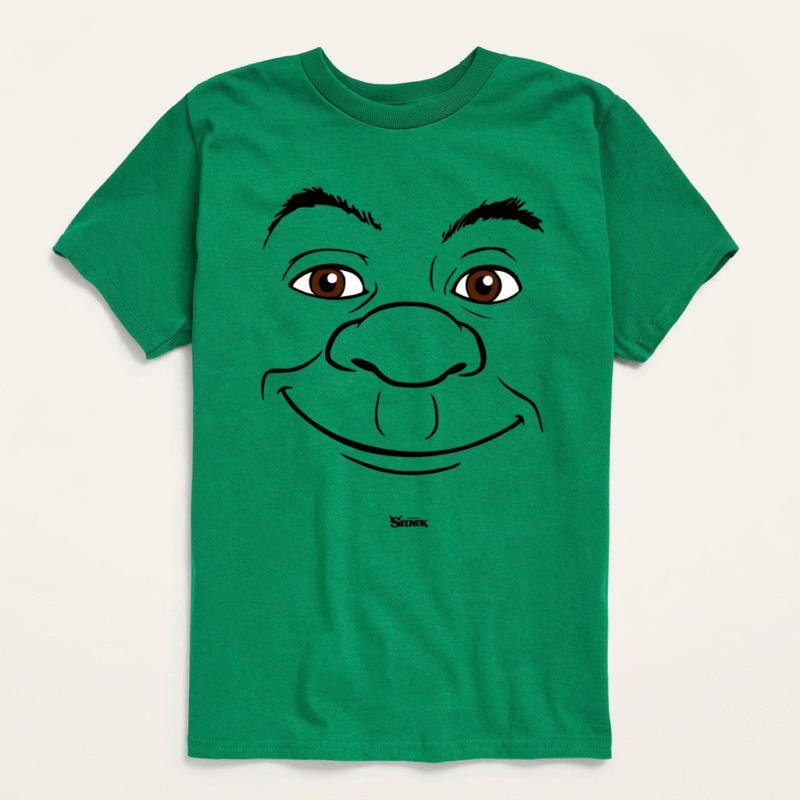 Shrek T-Shirt Funny Green Ogre Face Graphic Tee Nostalgic Movie Gift