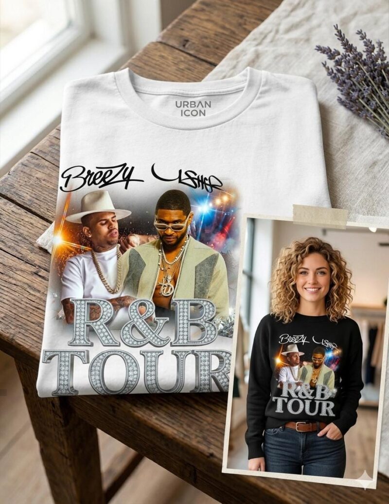 Breezy & Usher R&B Tour 2026 PNG - Vintage Bootleg Shirt Design