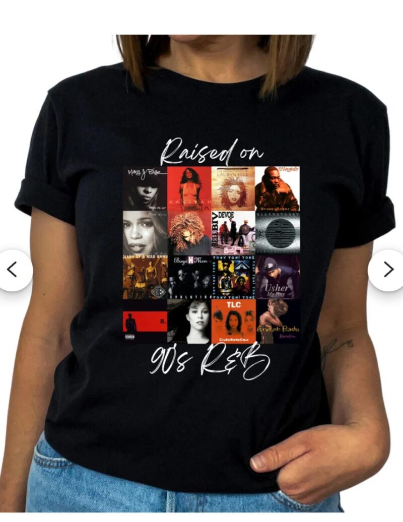 Raised on 90's R&B Vintage Graphic Tee | Nostalgic Music Lover T-Shirt