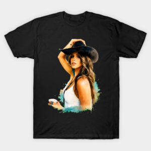 Cowgirl Hat Portrait Graphic Tee | Boho Western Women's Shirt