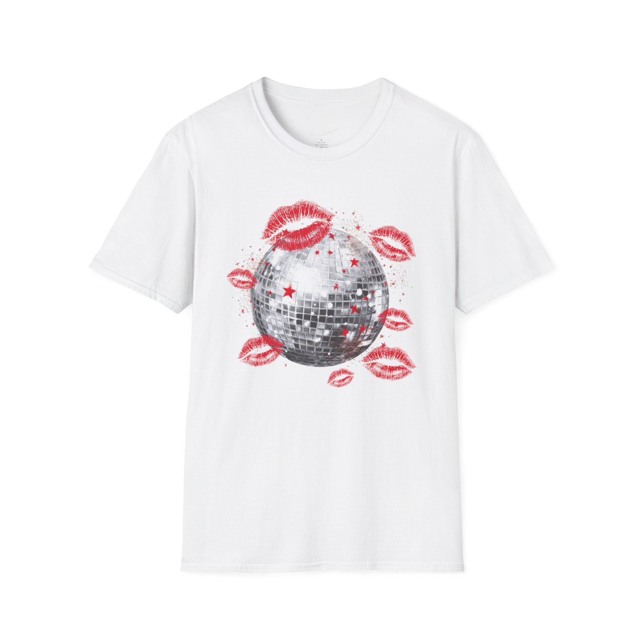 Disco Ball Lips Graphic Tee | Retro Y2K Mirrorball Party Shirt
