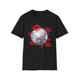 Disco Ball Lips Graphic Tee | Retro Y2K Mirrorball Party Shirt