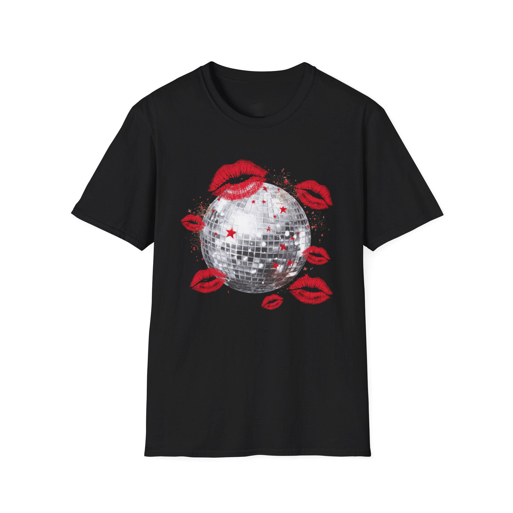 Disco Ball Lips Graphic Tee | Retro Y2K Mirrorball Party Shirt