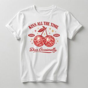 Kiss All The Time Disco Occasionally Shirt Cherry Graphic Tee