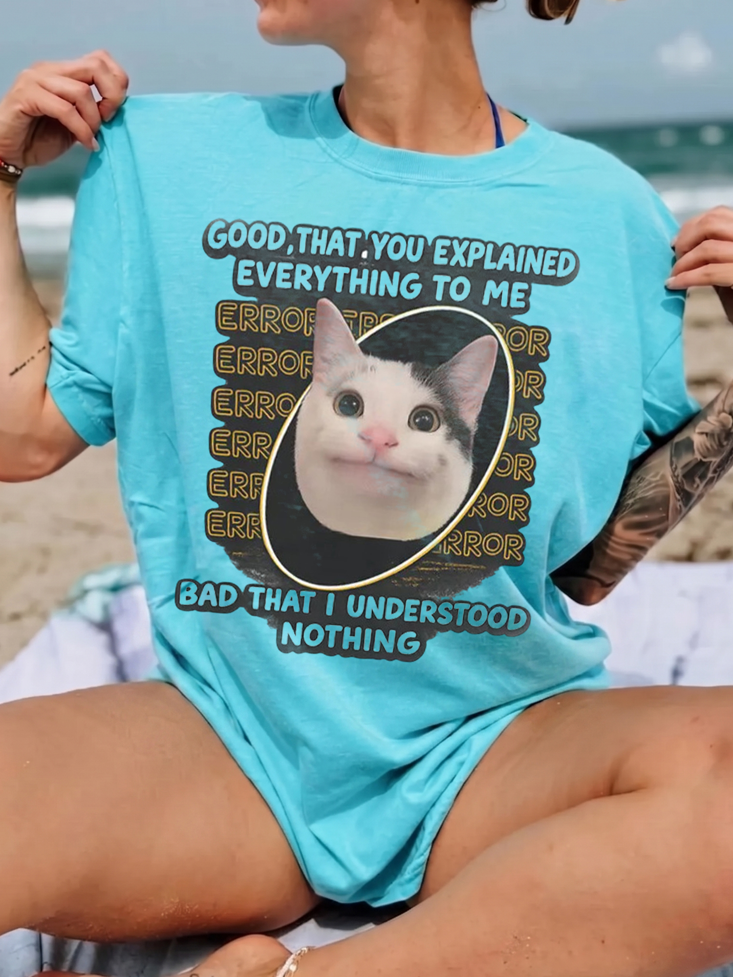 Funny Error Cat Meme Graphic T-Shirt - Sarcastic IT Humor Tee