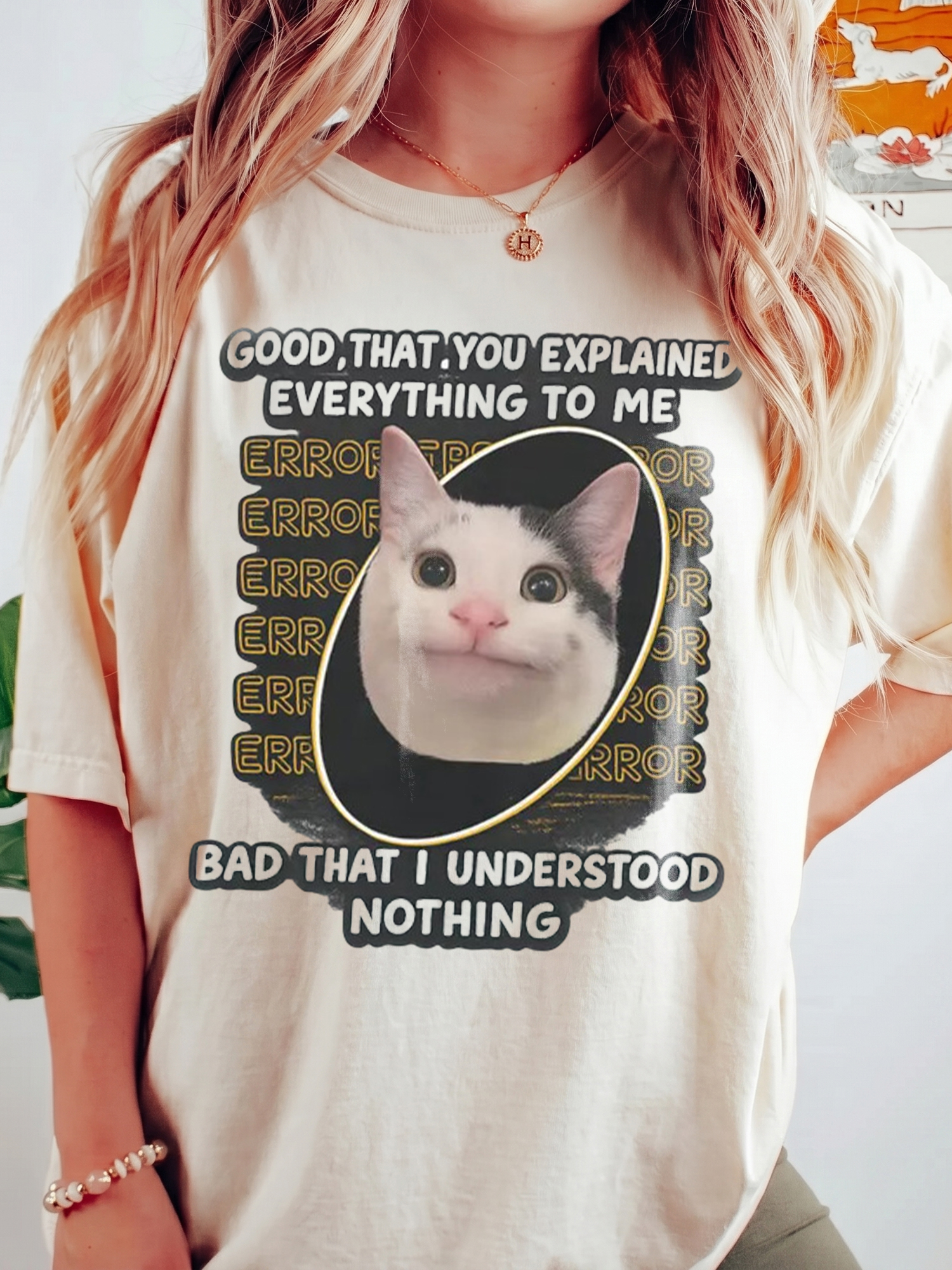 Funny Error Cat Meme Graphic T-Shirt - Sarcastic IT Humor Tee