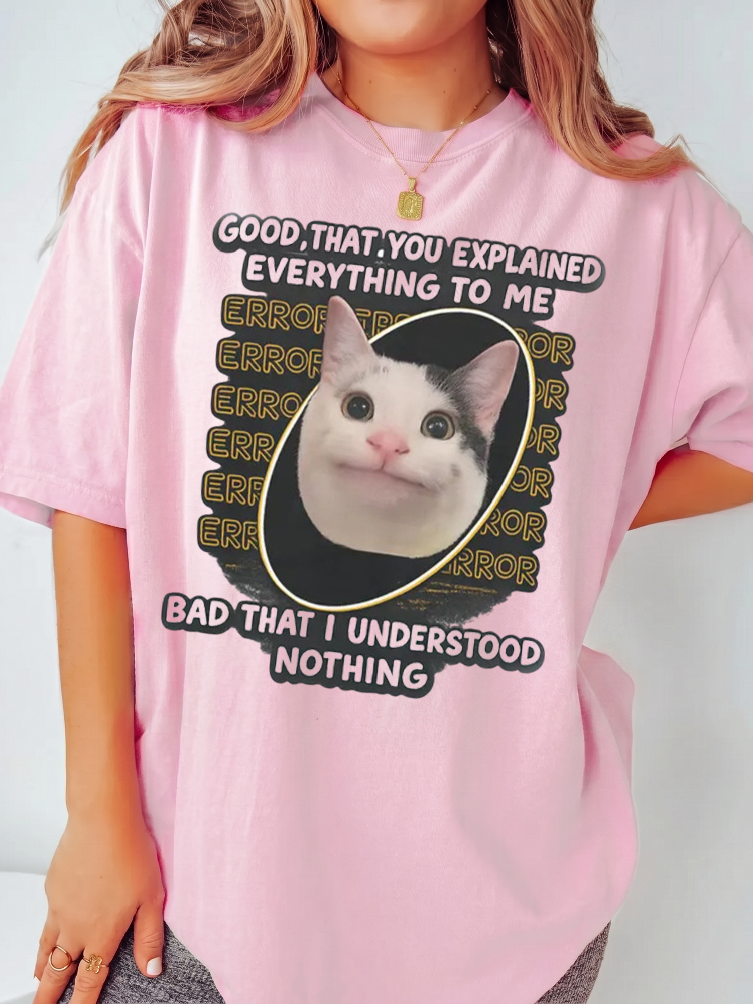 Funny Error Cat Meme Graphic T-Shirt - Sarcastic IT Humor Tee