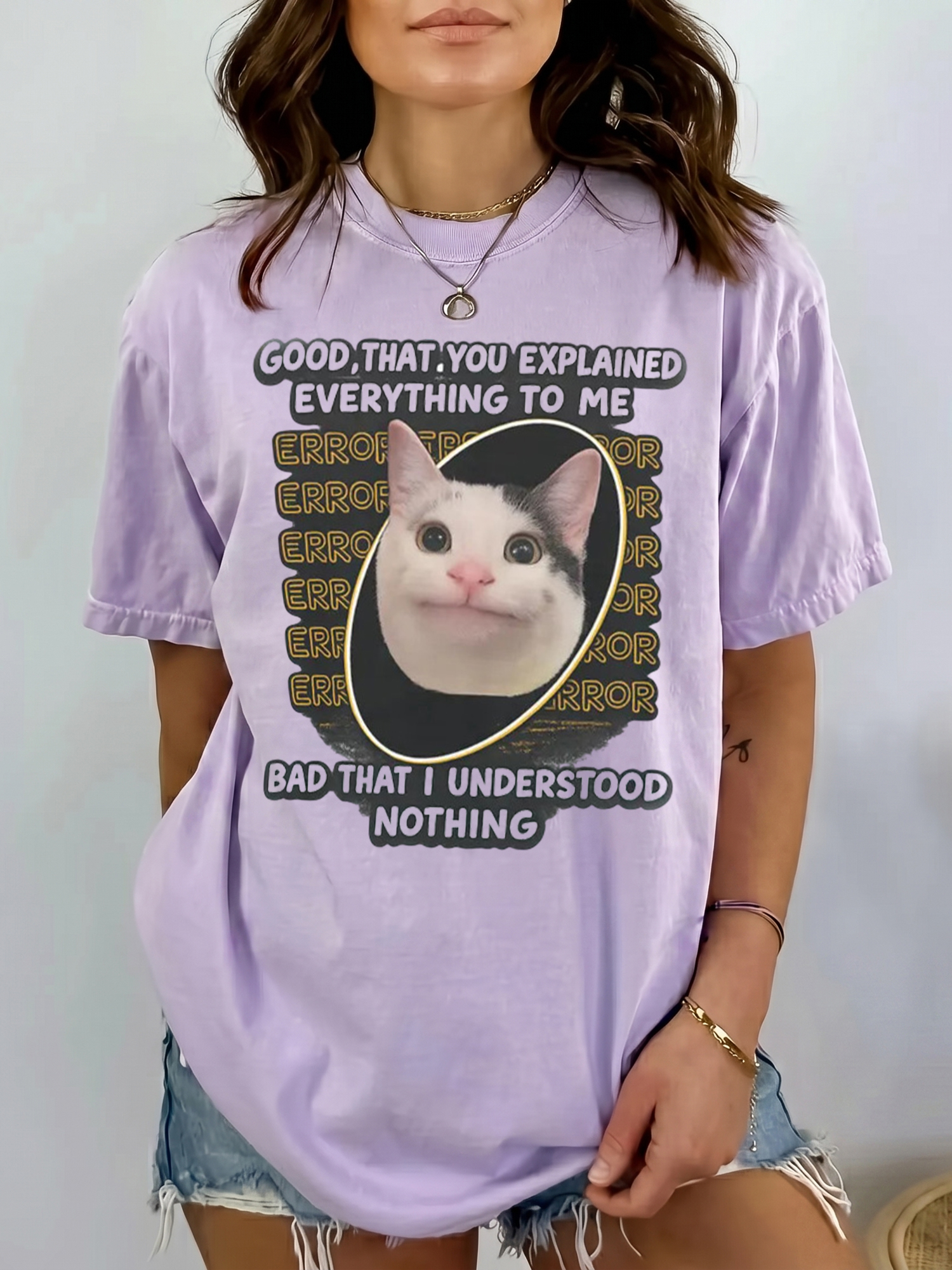 Funny Error Cat Meme Graphic T-Shirt - Sarcastic IT Humor Tee