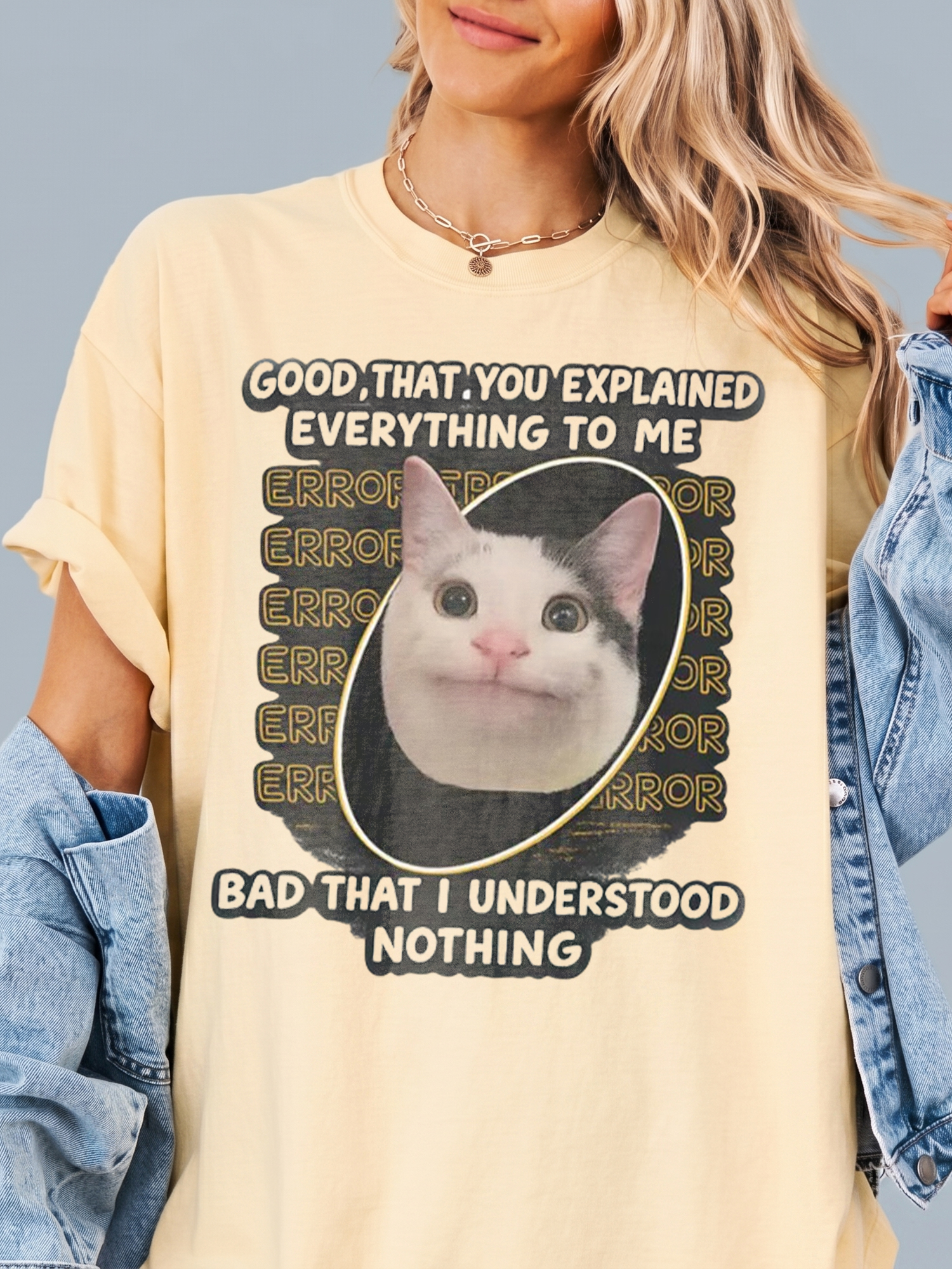 Funny Error Cat Meme Graphic T-Shirt - Sarcastic IT Humor Tee