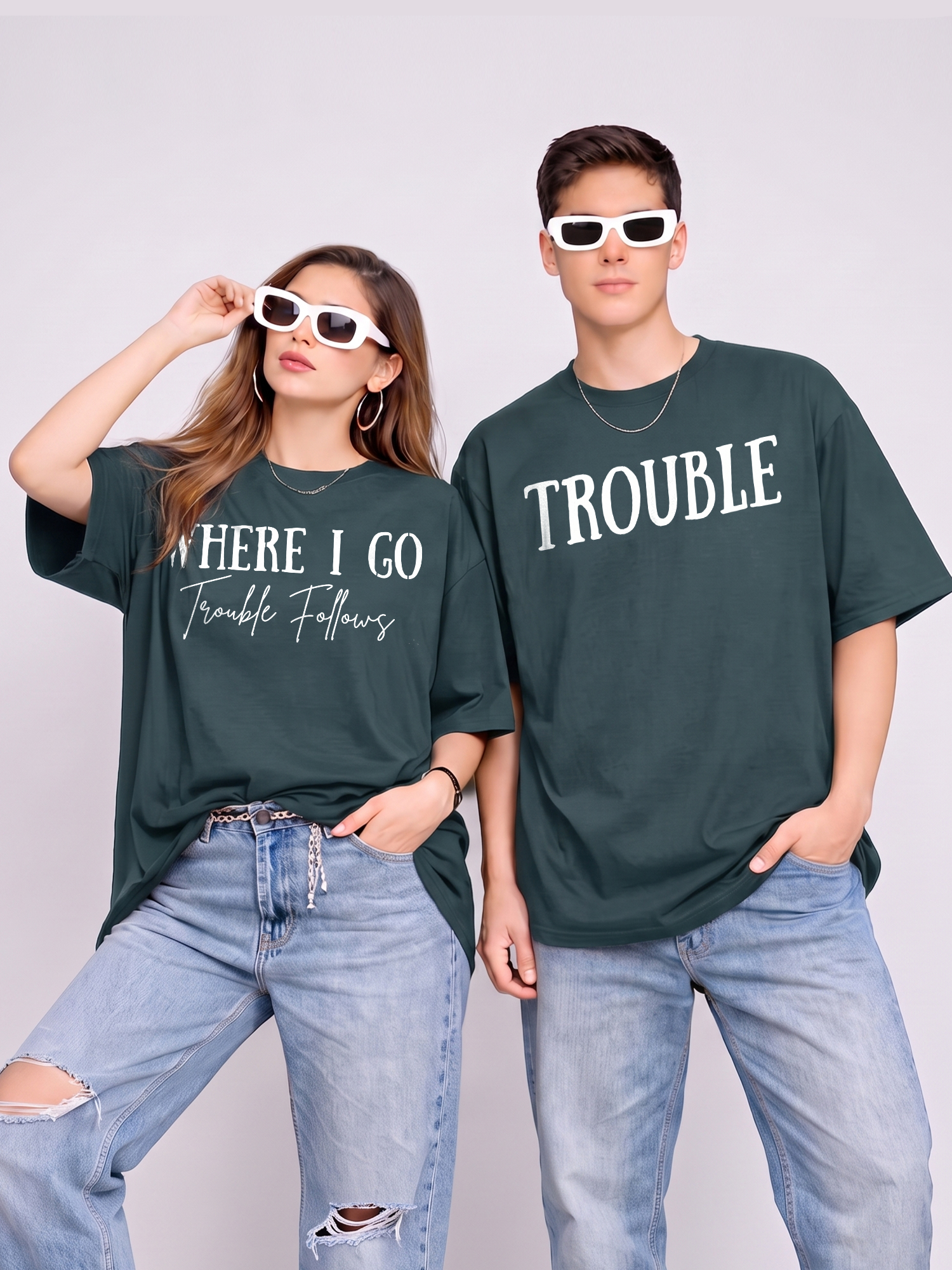 Where I Go Trouble Follows Matching Couple Shirts - Funny Travel Tee