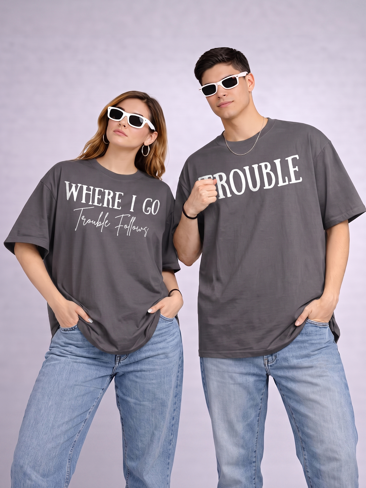 Where I Go Trouble Follows Matching Couple Shirts - Funny Travel Tee