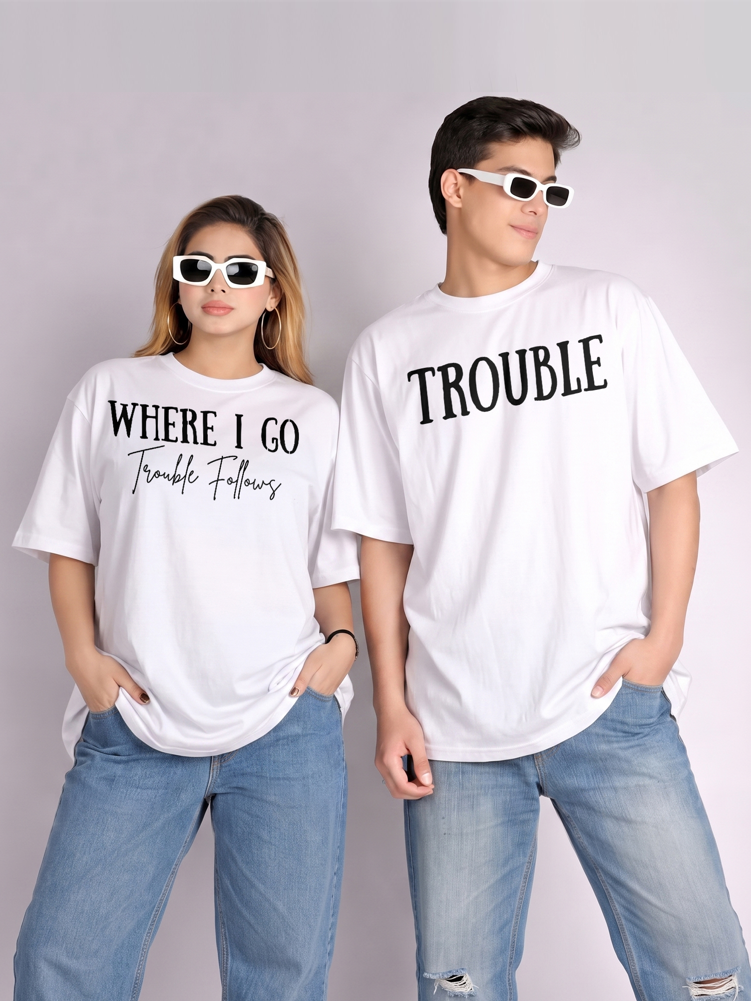 Where I Go Trouble Follows Matching Couple Shirts - Funny Travel Tee