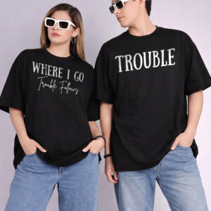 Where I Go Trouble Follows Matching Couple Shirts - Funny Travel Tee