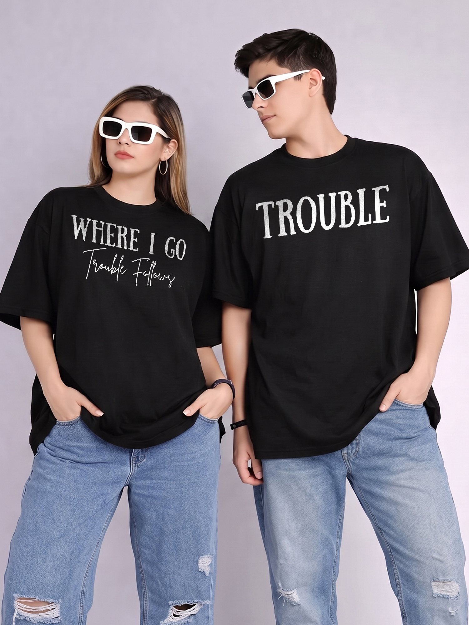 Where I Go Trouble Follows Matching Couple Shirts - Funny Travel Tee