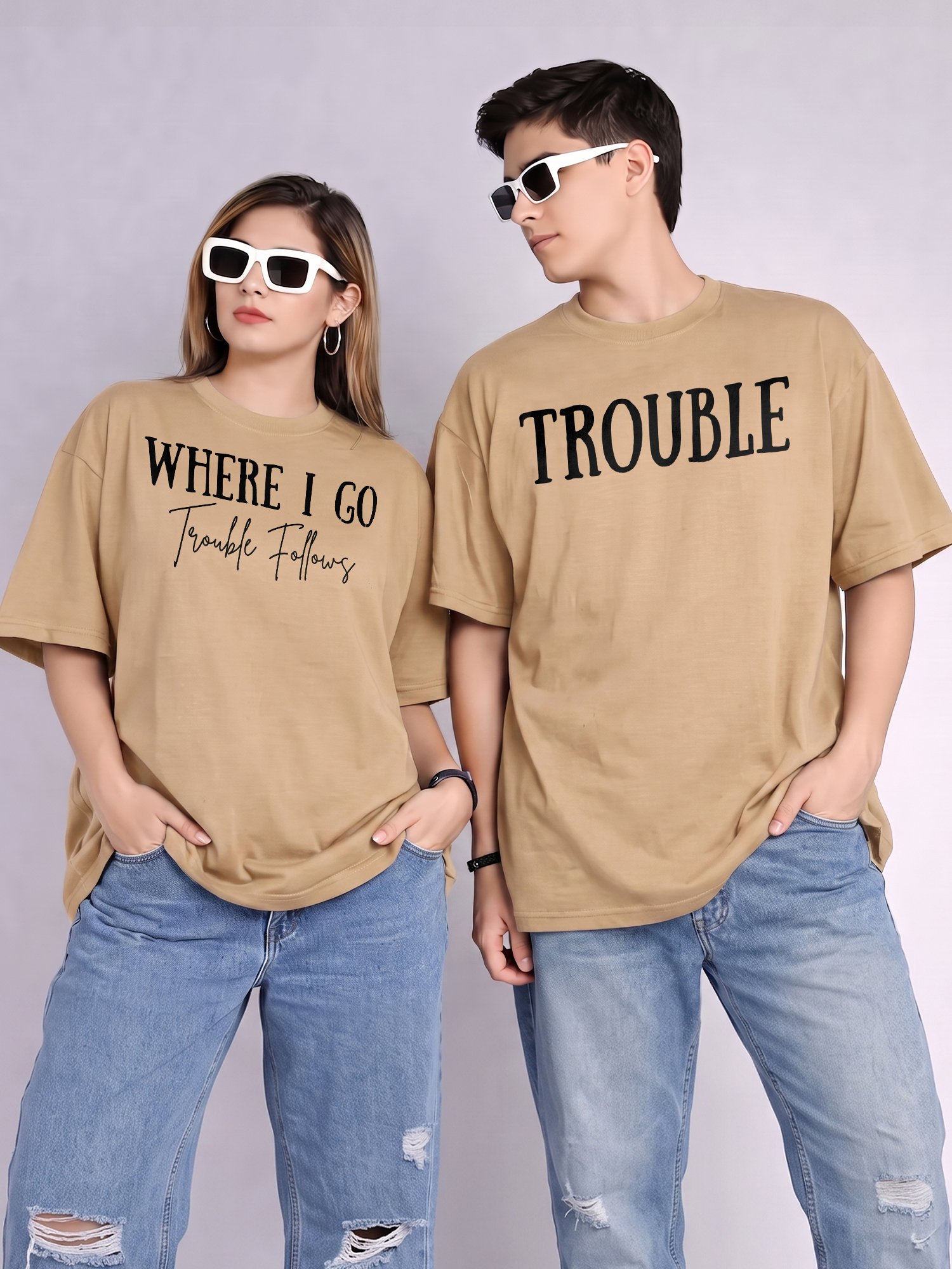 Where I Go Trouble Follows Matching Couple Shirts - Funny Travel Tee
