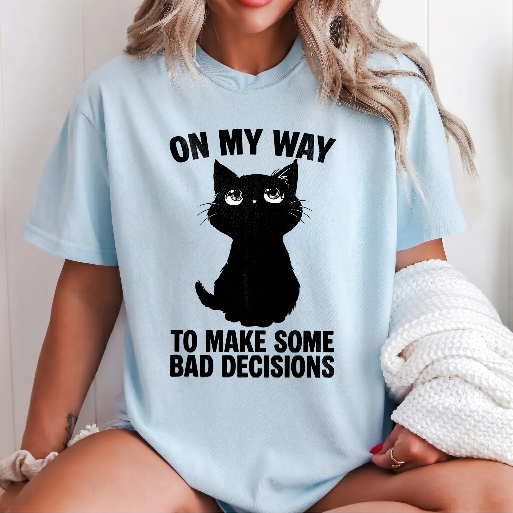 On My Way To Make Bad Decisions Funny Black Cat Sweatshirt