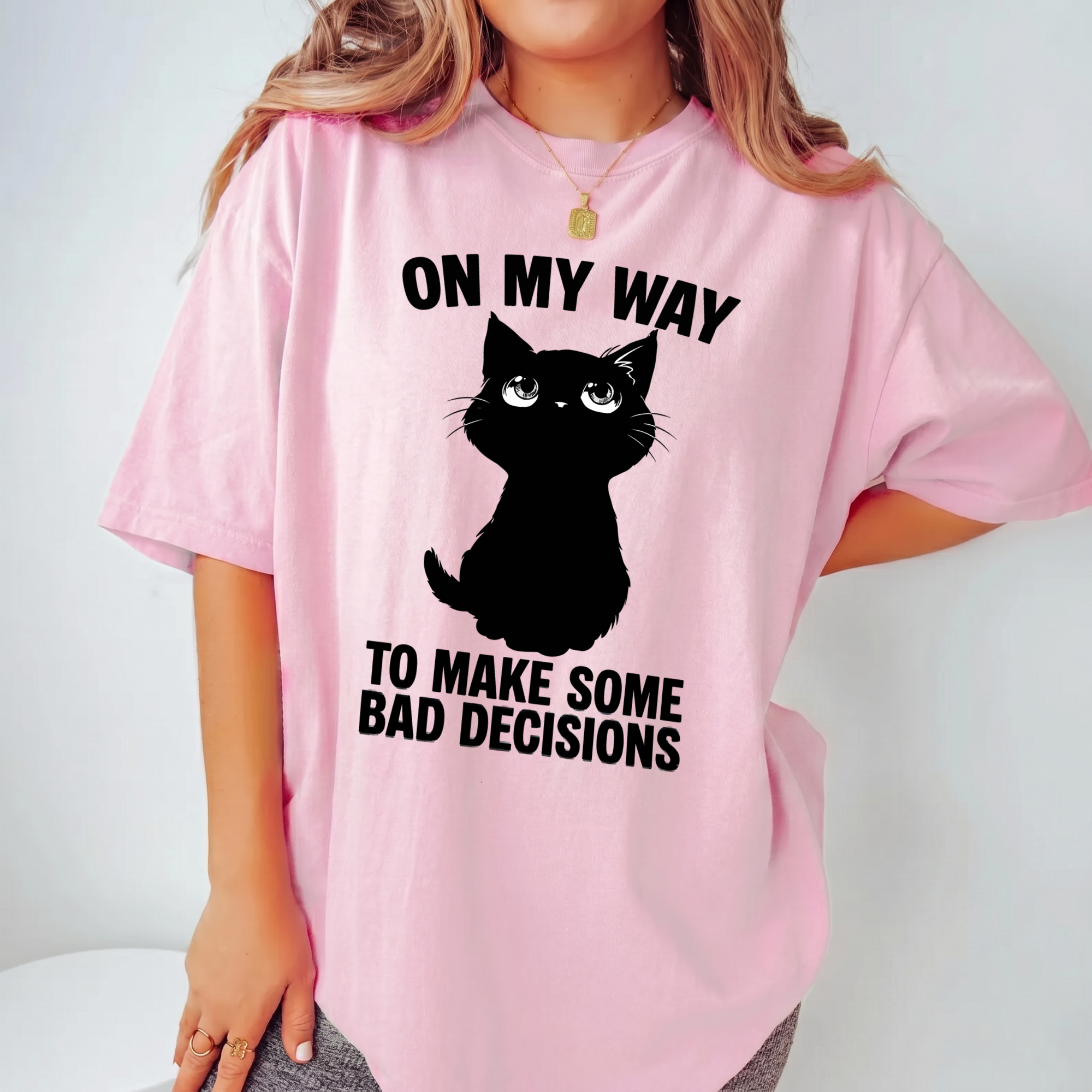 On My Way To Make Bad Decisions Funny Black Cat Sweatshirt