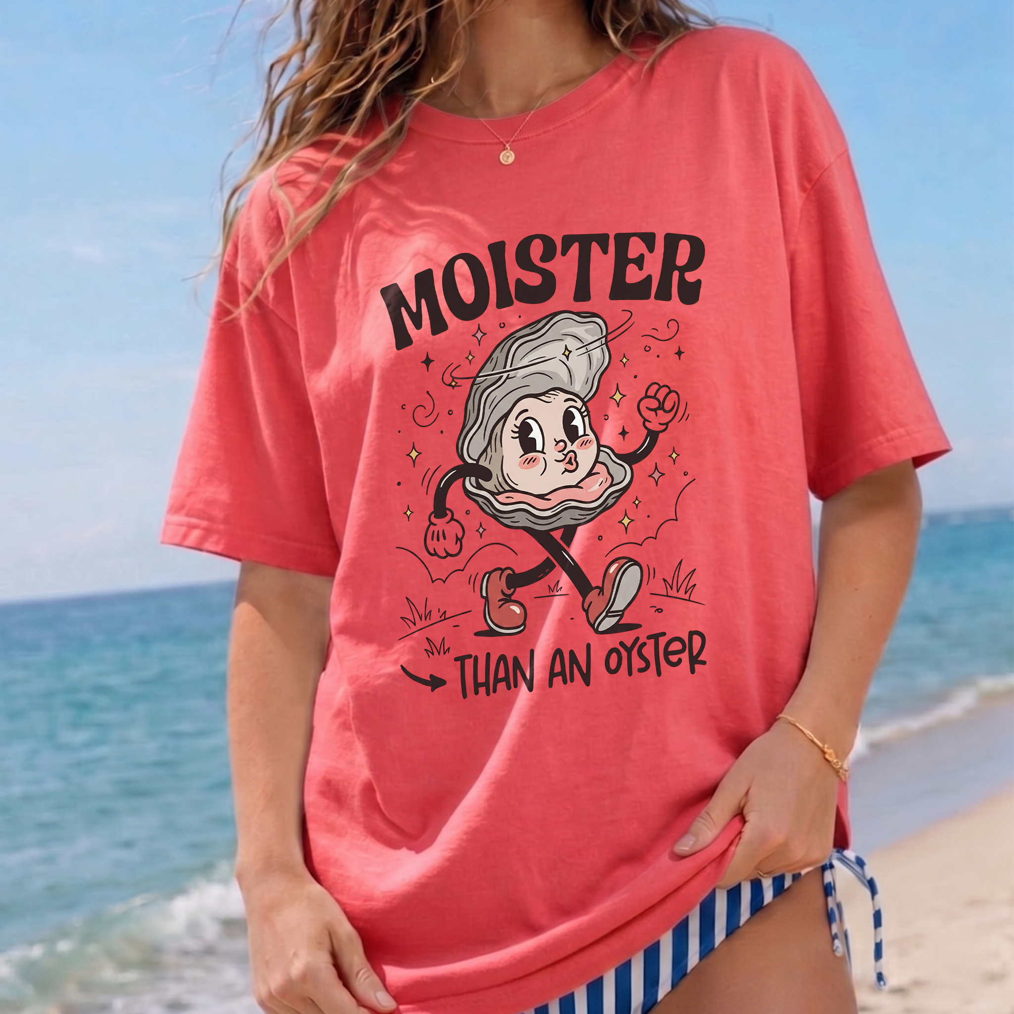 Moister Than An Oyster Shirt - Retro Funny Graphic Tee