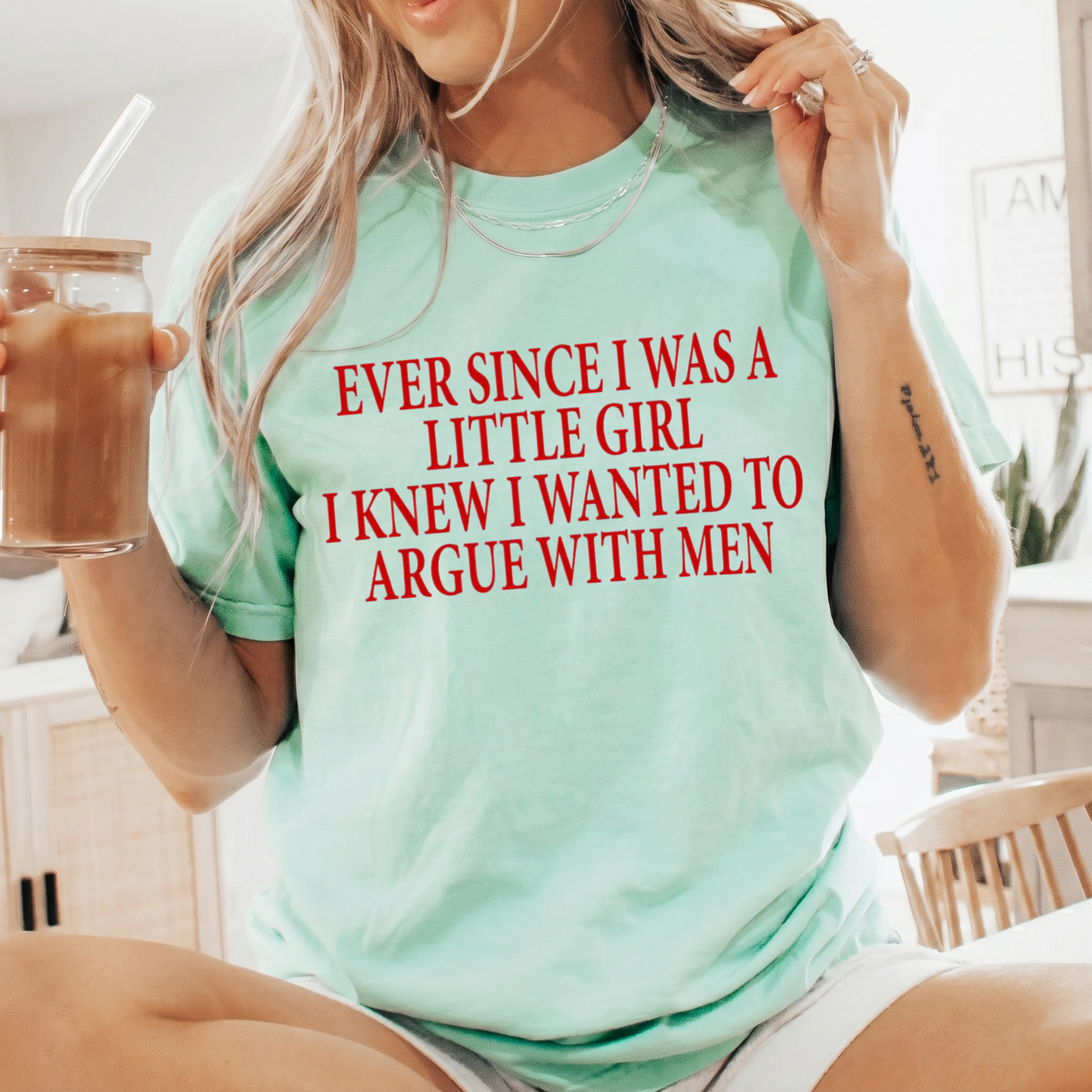 Argue With Men Statement Tee - Funny Feminist Oversized T-Shirt