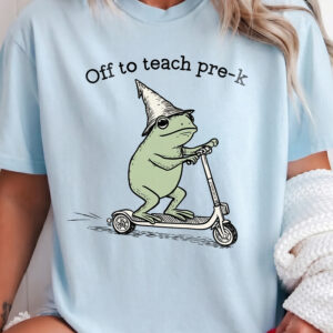 Off To Teach Pre-K Funny Wizard Frog Teacher Graphic Tee