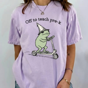 Off To Teach Pre-K Funny Wizard Frog Teacher Graphic Tee