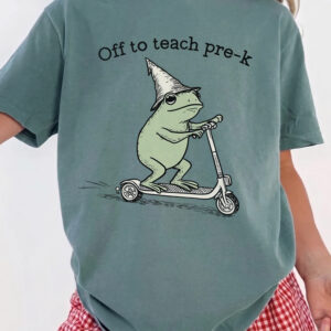 Off To Teach Pre-K Funny Wizard Frog Teacher Graphic Tee