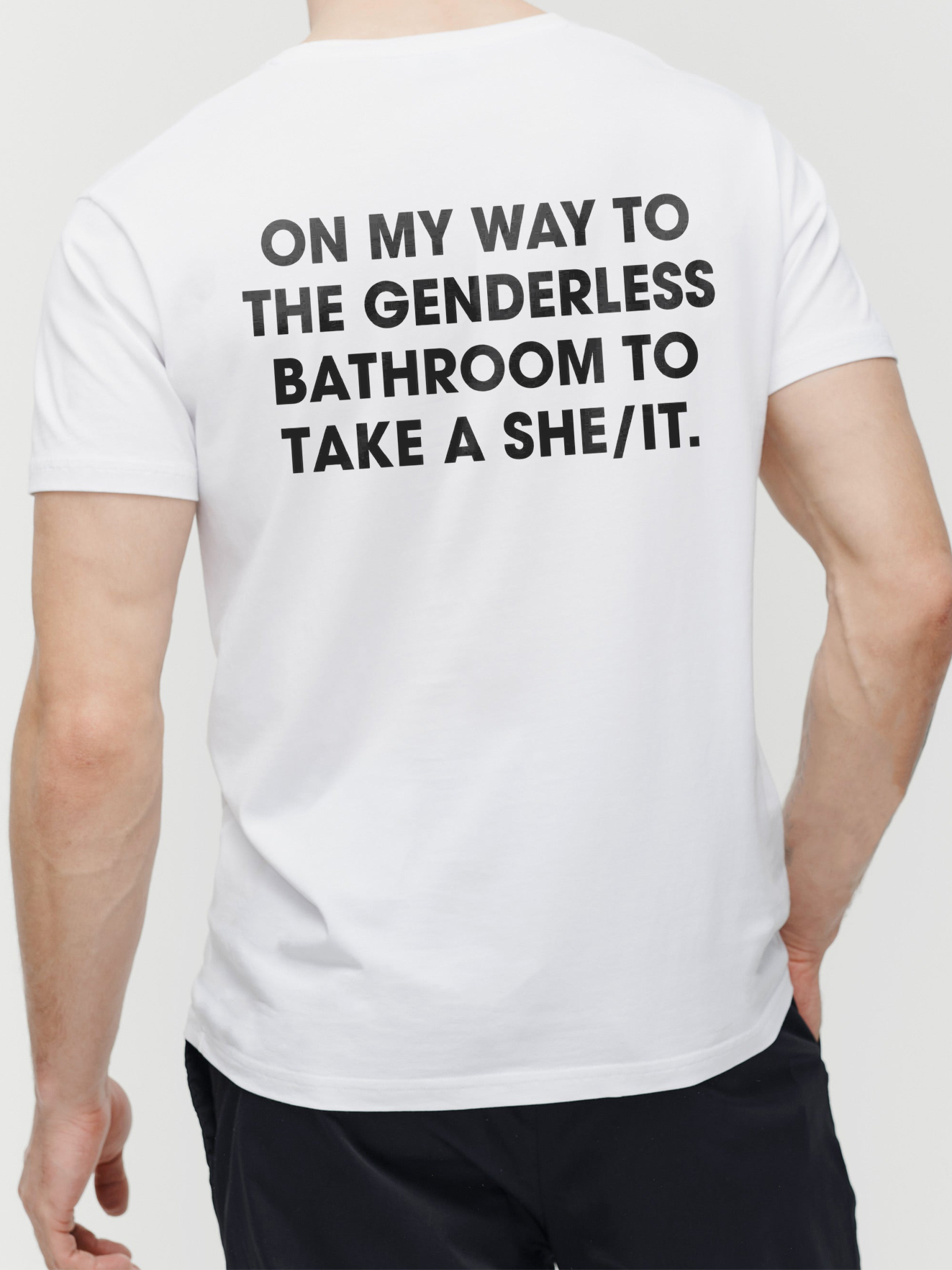 On My Way To The Genderless Bathroom Funny She/It Pronoun Shirt
