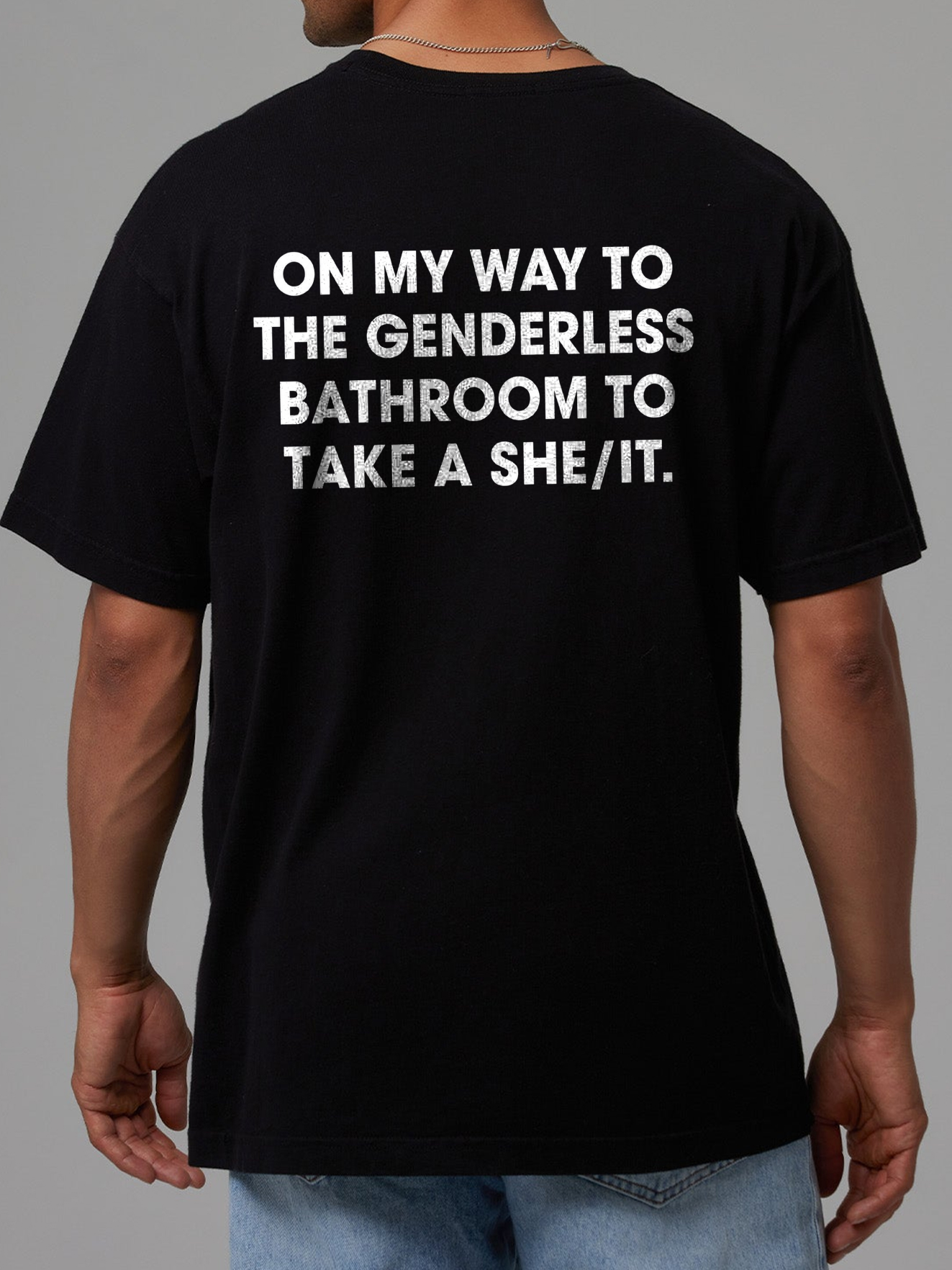 On My Way To The Genderless Bathroom Funny She/It Pronoun Shirt