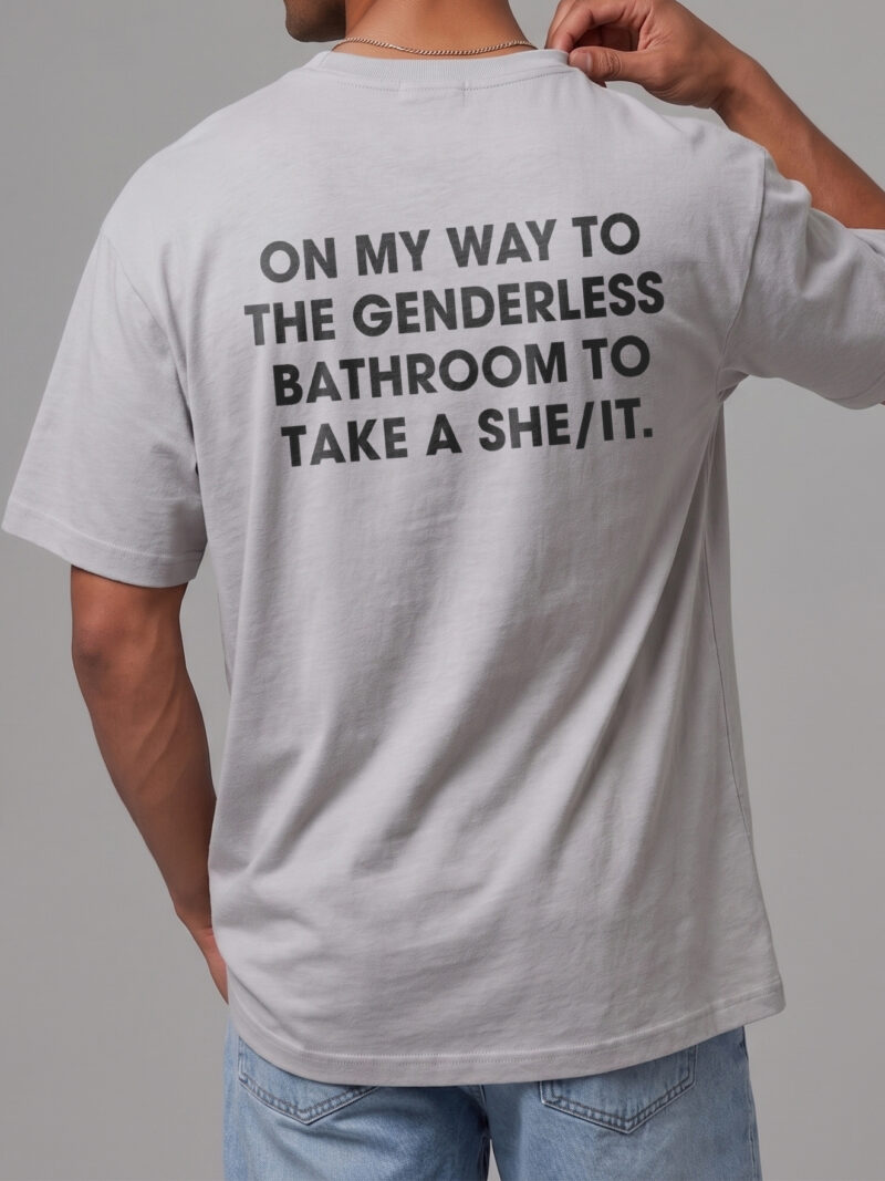 On My Way To The Genderless Bathroom Funny She/It Pronoun Shirt