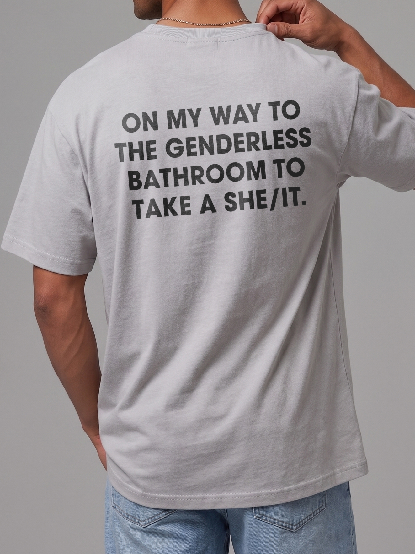 On My Way To The Genderless Bathroom Funny She/It Pronoun Shirt