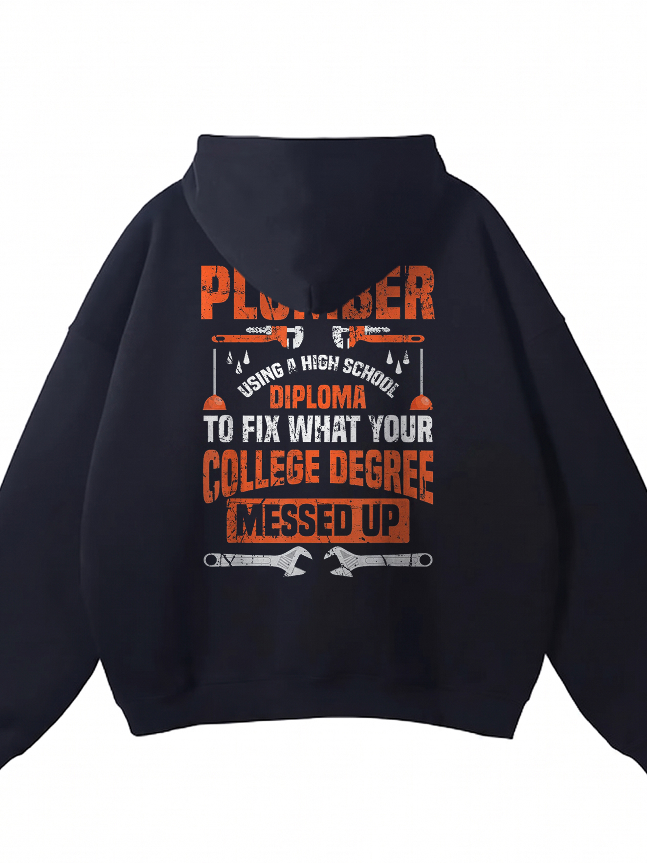 Funny Plumber High School Diploma Hoodie Blue Collar Gift