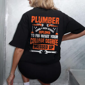 Funny Plumber High School Diploma Hoodie Blue Collar Gift