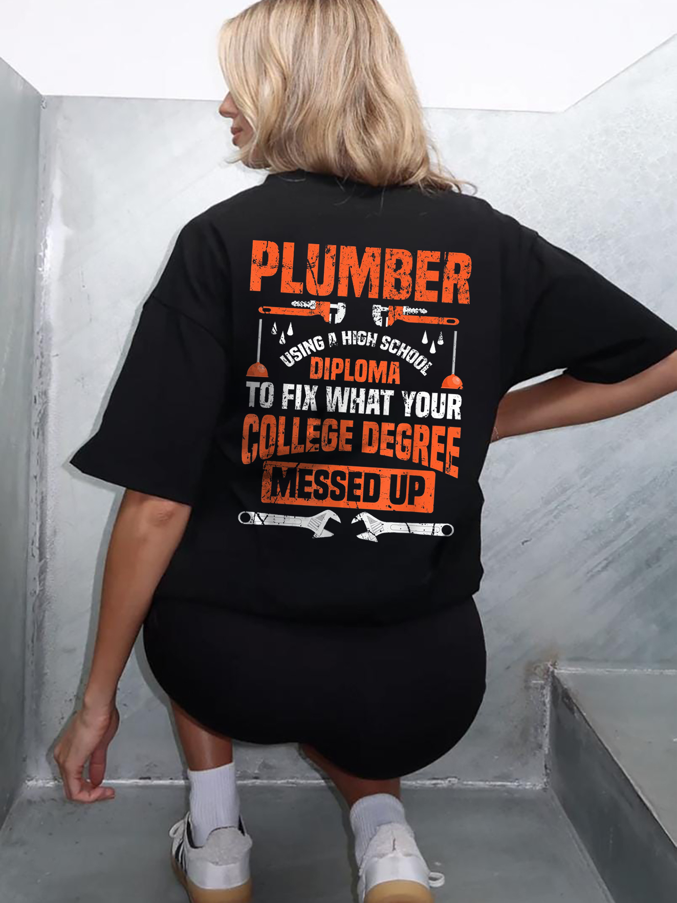 Funny Plumber High School Diploma Hoodie Blue Collar Gift