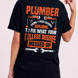 Funny Plumber High School Diploma Hoodie Blue Collar Gift