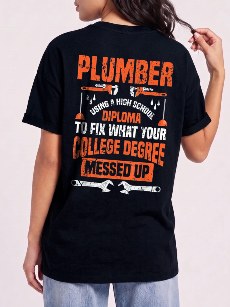 Funny Plumber High School Diploma Hoodie Blue Collar Gift