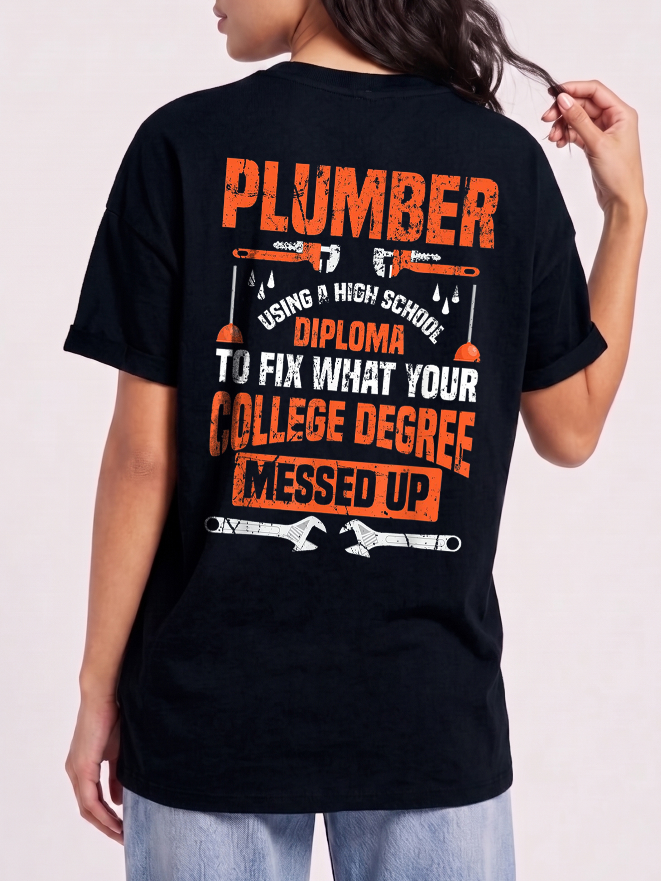 Funny Plumber High School Diploma Hoodie Blue Collar Gift