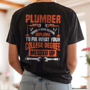 Funny Plumber High School Diploma Hoodie Blue Collar Gift