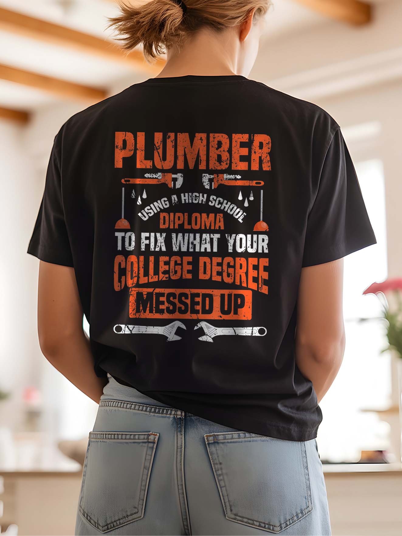 Funny Plumber High School Diploma Hoodie Blue Collar Gift