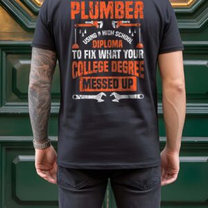 Funny Plumber High School Diploma Hoodie Blue Collar Gift