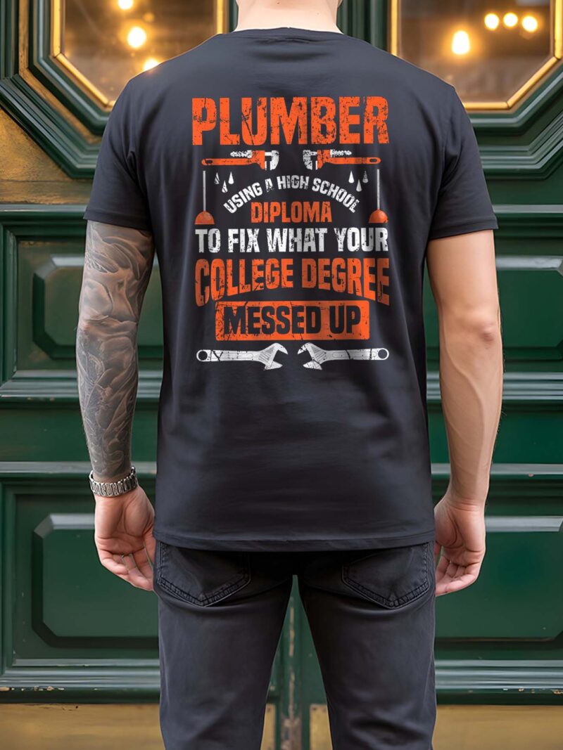 Funny Plumber High School Diploma Hoodie Blue Collar Gift