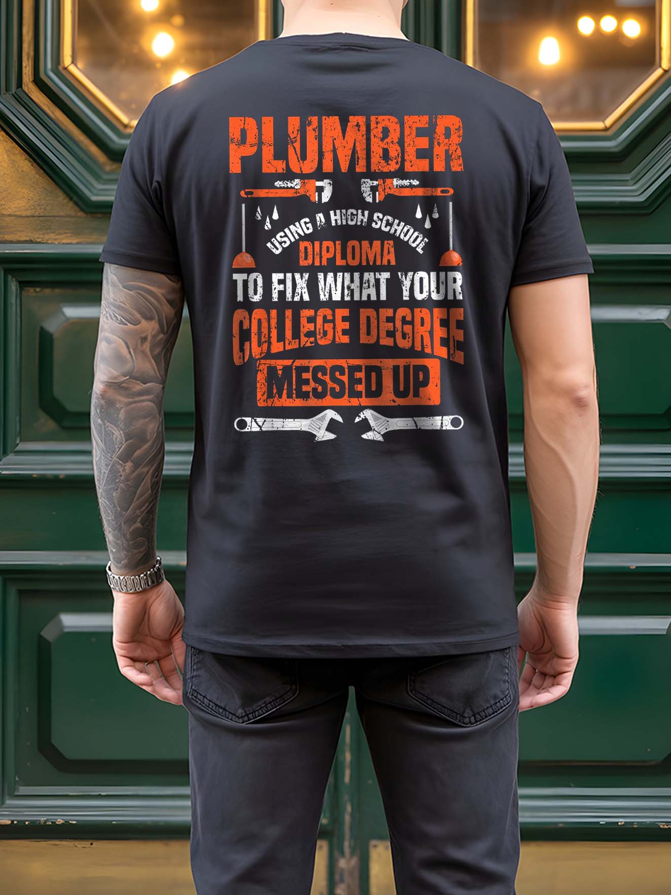 Funny Plumber High School Diploma Hoodie Blue Collar Gift