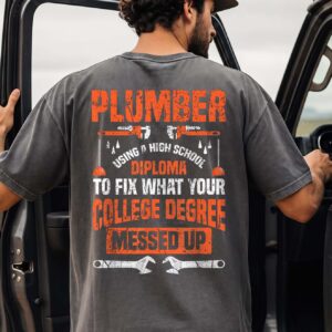 Funny Plumber High School Diploma Hoodie Blue Collar Gift